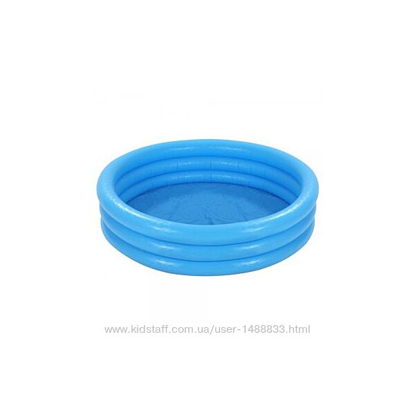 Бассейн детский Кристальный, надувной бассейн Intex 114х25см, синий цвет