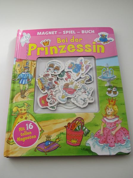 БУ немецкая книга с магнитами Про принцессу, 16 магнитов от 3 лет
