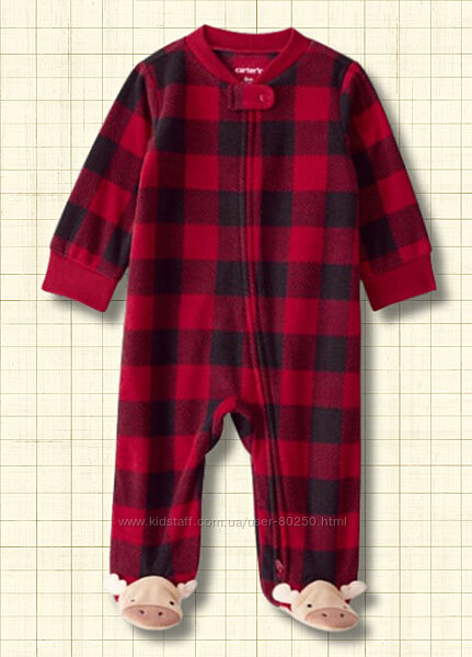 Флісовий новорічний сліп CARTERS 3м, 6м, 9м. Пакунок малюка