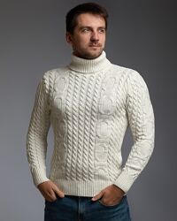 Теплый мужской свитер, гольф с узором , разные цвета.