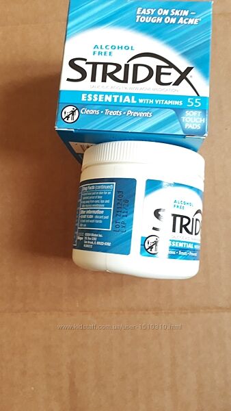 В наявності Stridex контроль акне, без спирту, 55 подушечок, диски пади 