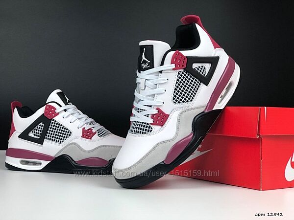 p.36-41  Nike Air Jordan 4 Retro біло/бордові  KS 12542