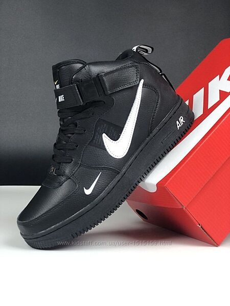 p.43, 44, 46  Nike Air Force 1 чорні зима  KS 12624