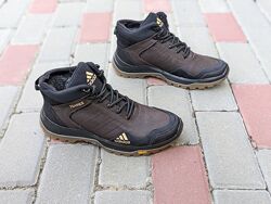 зимові кросівки Adidas, 40-45 розмір, шкіра натуральна, чорні , коричневі 