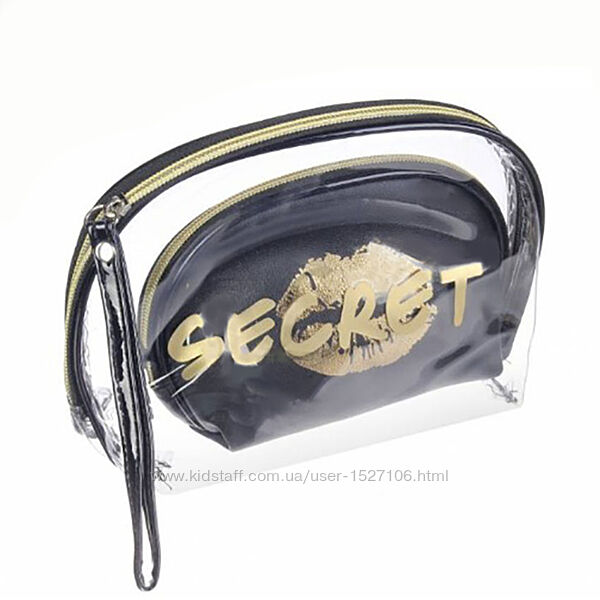 Набор женских косметичек Secret Gold силикон, ПВХ, текстиль