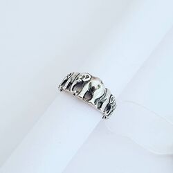 Серебряное кольцо слоники