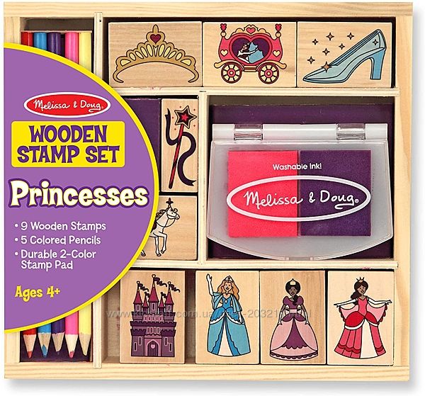 Набор штампов Принцессы Melissa & Doug Wooden Princess Stamp Set 