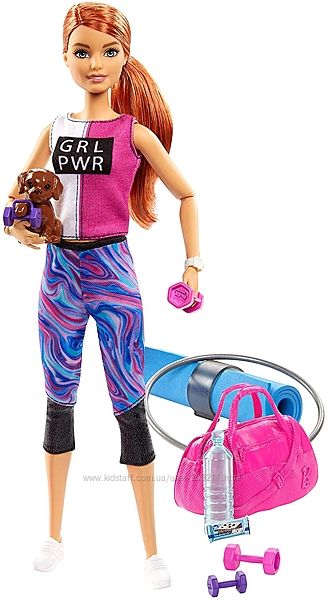 Кукла Барби Фитнес со щенком Barbie Fitness Made to Move Двигайся как я