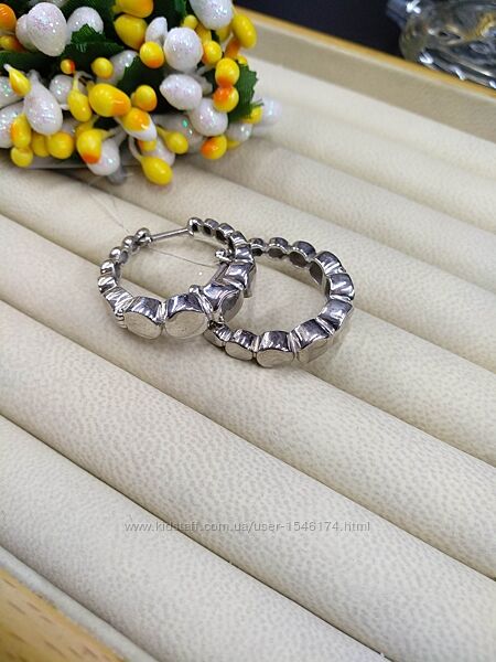 Серебряные массивные фантазийные серьги кольца конго 925 диаметр 2,5см 