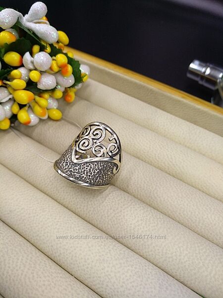 Серебряное широкое кольцо с узорами винтаж 925 последний размер 18 скидка