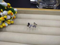 Серебряное фаланговое кольцо безразмерное парящие бабочки 925 размер 15-17
