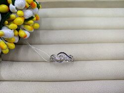 Серебряное кольцо волна с фианитом 925 последний размер 17 СКИДКА