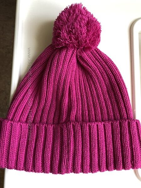 Жіноча зимова шапка , розова шапка з помпоном