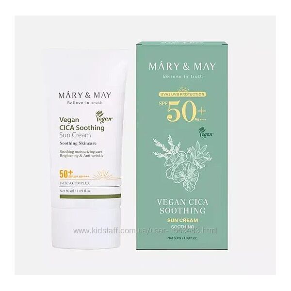 Заспокійливий сонцезахисний крем Mary&May CICA Soothing Sun Cream SPF50 PA
