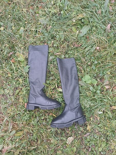 Зимние высокие сапоги, натуральна кожа