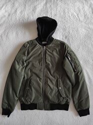 Куртка-бомбер H&M з капюшоном, EUR 158/164, оливкова 