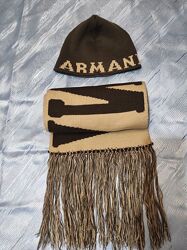 Комплект Armani шарф з китицями  шапка, унісекс. 