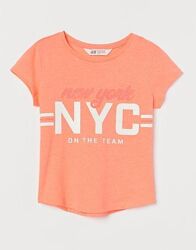 Яркие неоновые футболочки H&M девочкам