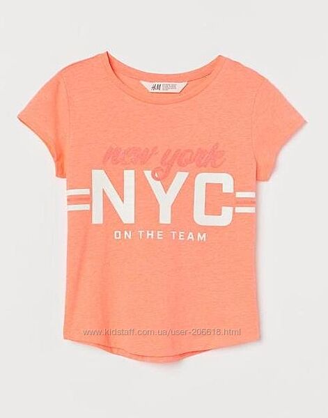 Яркие неоновые футболочки H&M девочкам