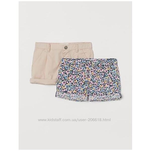 Лёгкие цветочные шорты H&M хлопок девочкам