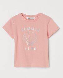 Новинки оригинальные футболочки H&M переливной принт девочкам