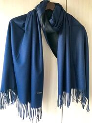 Двосторонній кашемировий шарф cashmere синій / чорний