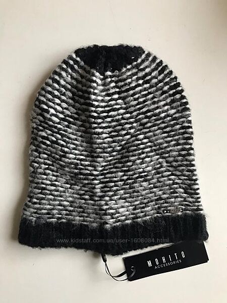 Шапка Mohito, чорно-білий меланж, букле