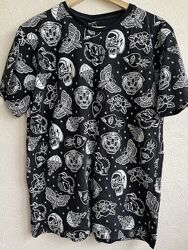 Чорна футболка з принтом у стилі тату-флеш Bad Monday / M