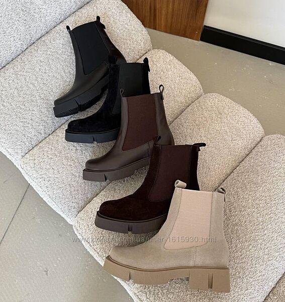 Зимові жіночі черевики челсі натуральна шкіра 36-40