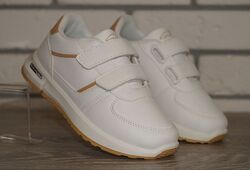 Кросівки дитячі білі з бежевими вставками