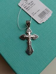 Родированный серебряный крестик крест с эмалью спаси и сохрани