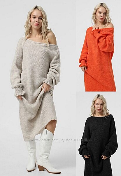 Полушерстяное свободное повседневное платье в оверсайз стиле