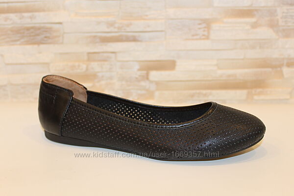  Балетки женские черные натуральная кожа т1286