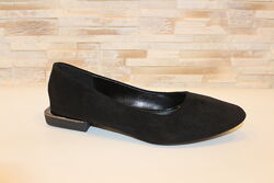 Балетки туфли женские черные замшевые т1325