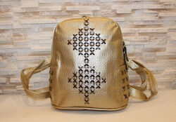 Модный золотистый женский рюкзак код 7-242