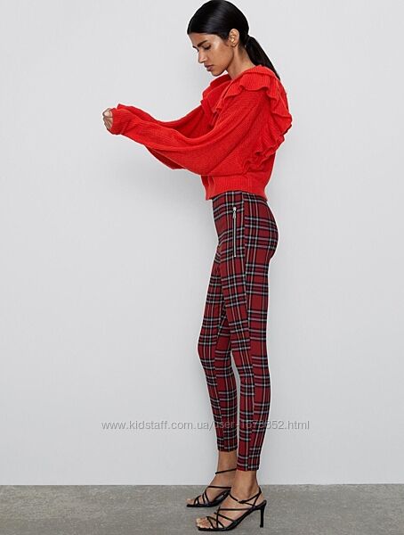Червоні брюки у клітинку Zara