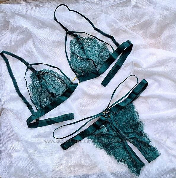 Смарагдовий комплект білизни