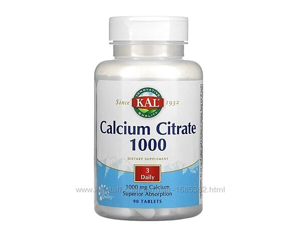 KAL, Calcium Citrate, 1000mg, 90 таблеток, Кальций Цитрат, Iherb, витамины