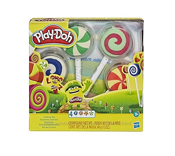 Play-Doh Lollipop 4-Pack Hasbro E9193 Плейдо Тісто Тесто Лепка Ліплення