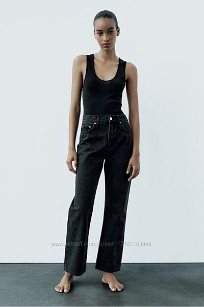 Джинсы от zara mid waist regular length  new straight fit, p. l-xl