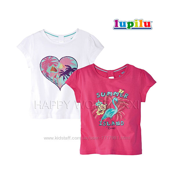 Набор футболок для девочки 1-2 года Lupilu детская хлопковая футболка