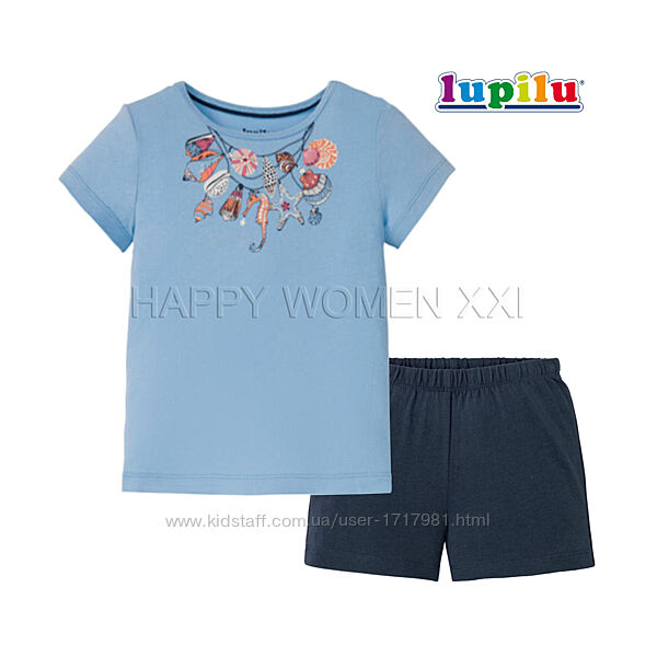 Летняя пижама для девочки 2-6 лет Lupilu комплект шорты футболка шортики 