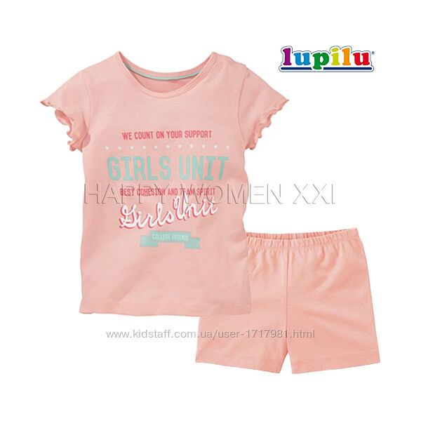  4-6 лет летняя пижама для девочки Lupilu футболка шорты піжама дитяча