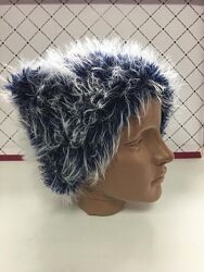 Женская шапка вязаная зимняя темно-синяяТД-093