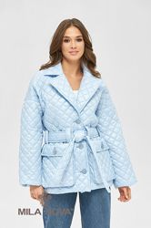 Куртка женская демисезонная стеганая с поясом размеры44-50