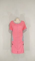 Женский трикотажный халат на молнии с карманами