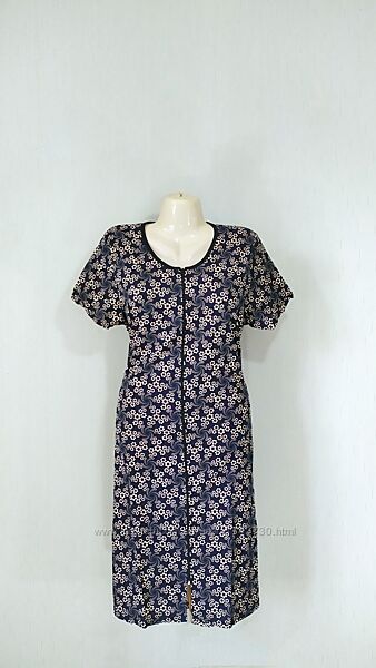 Женский трикотажный халат на молнии с карманами