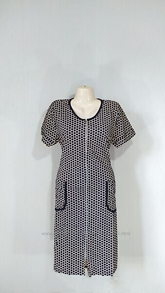 Женский трикотажный халат на молнии с карманами