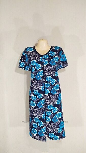 Женский трикотажный халат на молнии с карманами