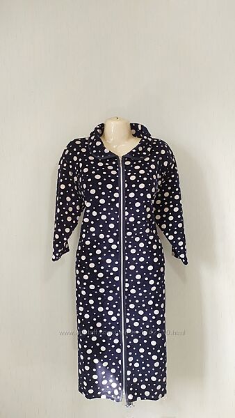 Женский велюровый халат на молнии с карманами